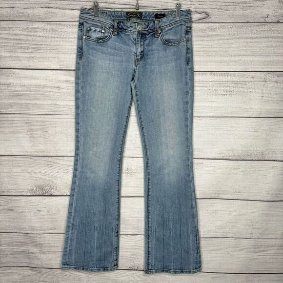 Seven7 Y2K Flare Low Rise Cotton Blend Jeans 5 pocket design size 30 Tall - Picture 1 of 5